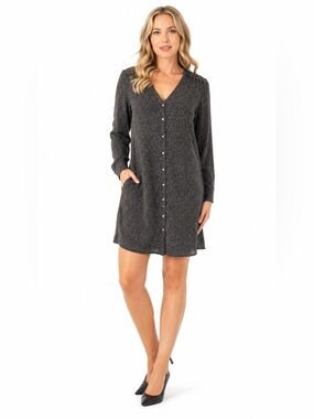 J.Crew Polka Dot Shirt Dress V-Neck Button Front Size M